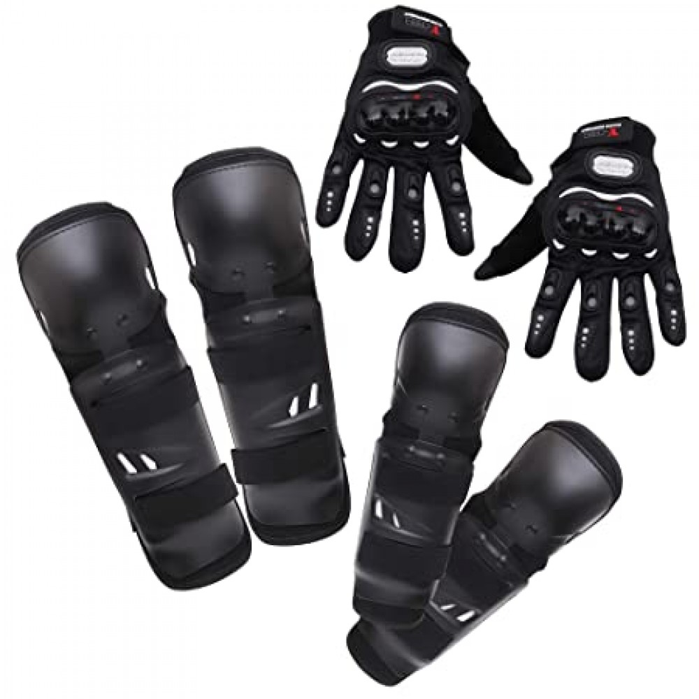 Knee Elbow Guard Gear for Bike with Hand Gloves